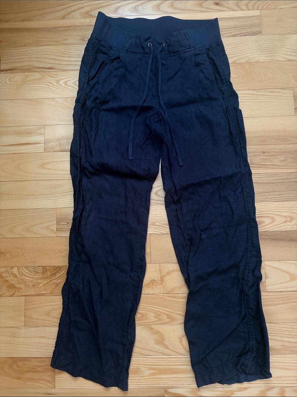 Athleta Navy Drawstring Linen Pants sz 6